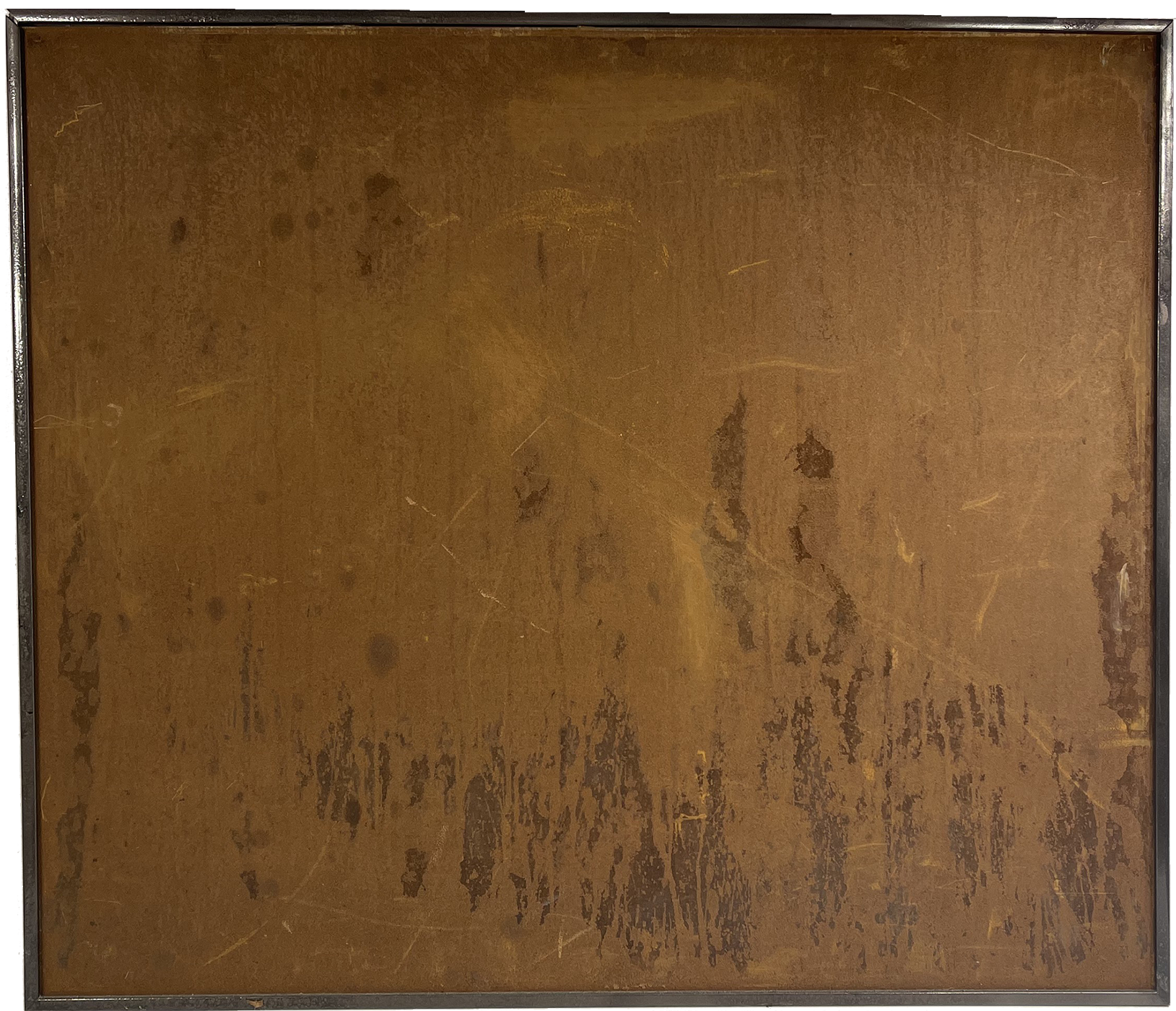 artwork rust on steel plate, framed